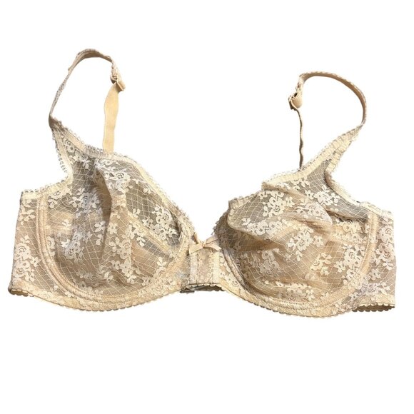 Vintage Berlei Beige Lace Underwire Bra 40B With Adjustable Straps & Hook Closur - Picture 1 of 3